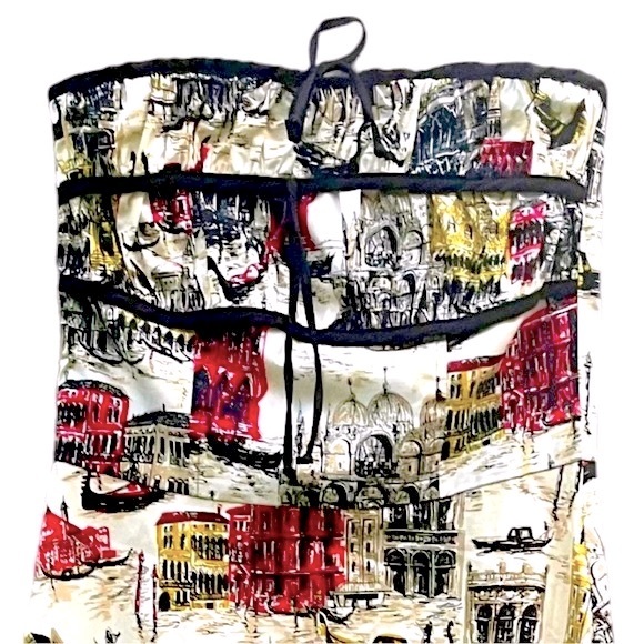 Mica Strapless Dress With Italian Cityscape Pattern. Fitted Elastic Bust. Size 6 - Picture 5 of 9